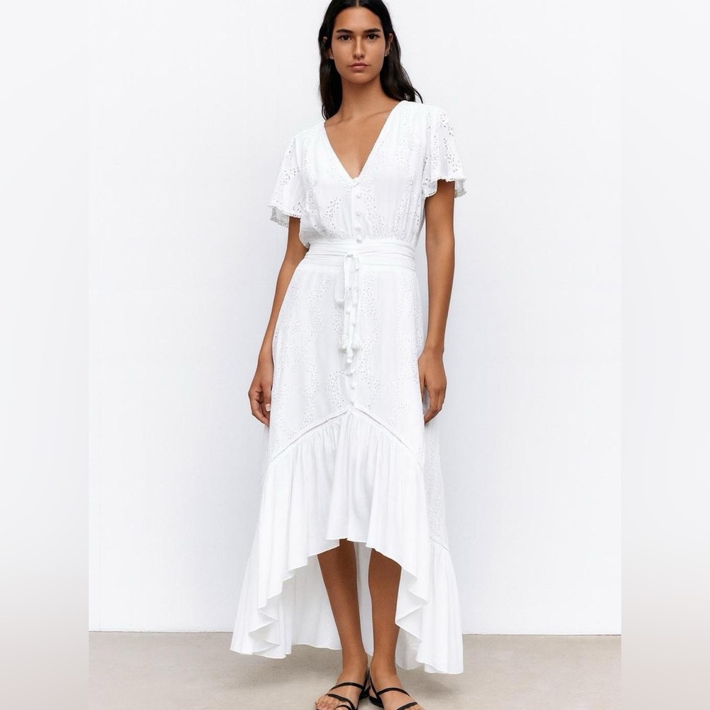 Young Fabulous & Broke Costa High-Low White Eyelet Maxi Dress